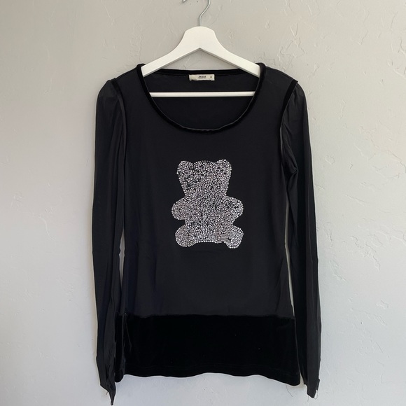 Auth PRADA Sheer and Velvet Bear Top - Picture 2 of 7